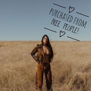 FREE PEOPLE, UNDERSTATED, Brown Afterglow, Leather, Suede, Moto, Jacket, NEW, S